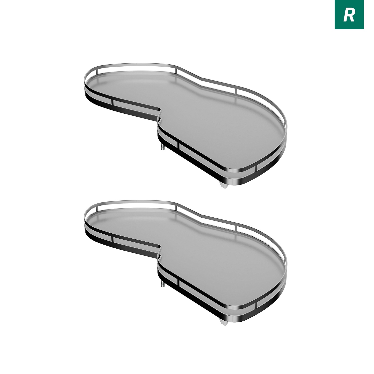 Комплект полок правый Леманс 500 мм Арена СТИЛЬ (2 полки + рычаги) ХРОМ